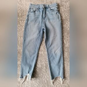 Women’s American Eagle Soft Knit Raw Hem Stretch High Rise Mom Jeans, Size 2